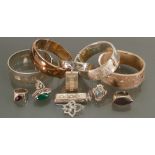 A collection of ladies silver jewellery: Including bangles, bracelets,