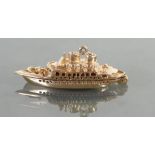 9ct gold large charm in the form of a cruise ship: "Bon Voyage" 6.3 grams.