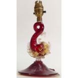 Murano glass Dolphin ruby glass lamp stand: Height 24cm.