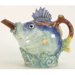 Minton Majolica model of a Fish Teapot: Archive series, height 18cm.