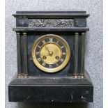 Early 20th century French slate architectural Mantle clock: h24 x w26cm.