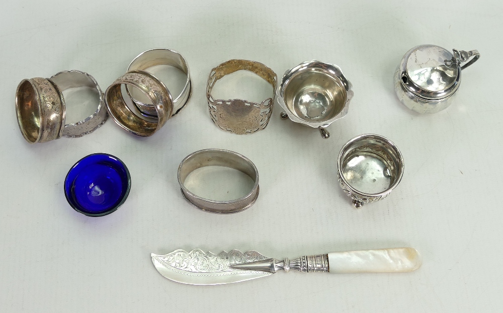 Collection of hallmarked silver items: Napkin rings all with faults or engraving, - Image 2 of 2