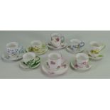 A collection of Shelley miniature cups & saucers in the Canterbury and Westminster shape to