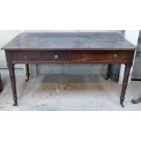 Regency Mahogany 2 drawer Partners Library table with leather top: Width 136cm,