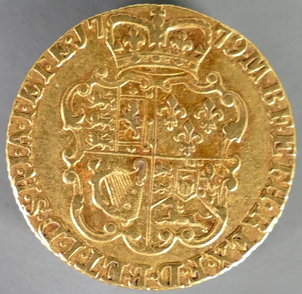 Full Guinea gold coin 1779: Condition VF. - Image 2 of 2