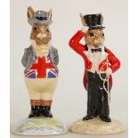 Royal Doulton Bunnykins figures: John Bull DB134 and Ringmaster DB165, both limited editions.