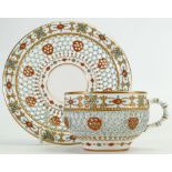 Royal Worcester reticulated cup & saucer by George Owen: Diameter of saucer 15.