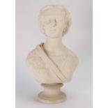 Copeland Parian Bust of Lady: Impressed Crystal Palace Art Union B.M.Miller.Soun, height 30cm.