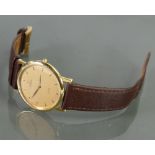 Omega DeVille 18ct gentlemans wristwatch: With leather strap. (Not working).