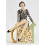 Kevin Francis Peggy Davies figure Clarice Cliff on a teapot: Marked artists colourway 1 of 1 by