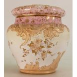 Doulton Burslem jar & cover: Decorated in Spanish style embossed flowers, height 16cm.
