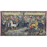 French high quality wall hanging tapestry: Depicting heraldic scene.