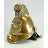 19th century brass Merryweather Fireman's Helmet: H 26cm. (One screw missing).
