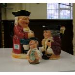 Large Burlington Ware Toby Jug: together with seconds jolly toby & Doultonville Albert Sagger the