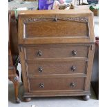 1930's Oak Carved Bureau: