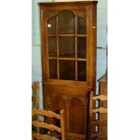 Oak Priory Style Glazed Corner Cupboard: