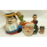 Royal Doulton small character jug: Desperate dan, Santa Claus D6900, tiny Beefeaters and small