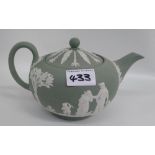 Wedgwood jasper ware sage green teapot: