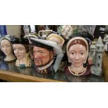 A collection of Royal Doulton large character jugs to include Henry VIII D6642, Catherine of