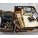 A mixed collection of items to include: jewellery boxes, costume jewellery, small silver plated