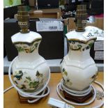 Masons Chartreuse lamp bases: x 2 height 29cm