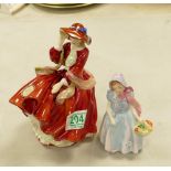 Boxed Royal Doulton Character Figures: Top Of The Hill HN1834 & Wendy HN2109(2)