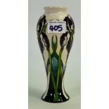 Moorcroft purple iris vase: by Nicola Slaney MCC 2009. Boxed