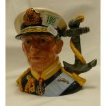 Royal Doulton Large Character Jug Lord Mountbatten of Burma: D6944, limited edition with certificate