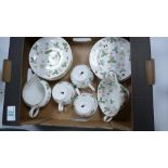Wedgwood Wild Strawberry Patterned Tea Ware to include: cups, saucers, side plates, milk cream &