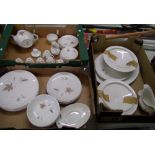 A large collection of Royal Doulton Tumbling weed patterned tea and dinner ware: 3 trays