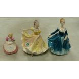Royal Doulton Lady Figures: Ninette HN2379 & Seconds Janine HN2461 & Cookie HN2218(3)