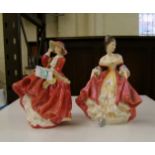 Royal Doulton Lady Figures: Southern Belle HN2229 & Top O the Hill HN1834(2)