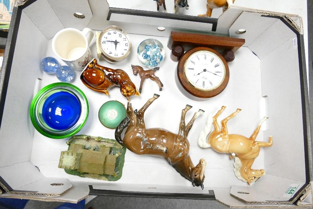 A mixed collection of items to include Beswick prancing arab (A/F): mare facing left (A/F), wooden