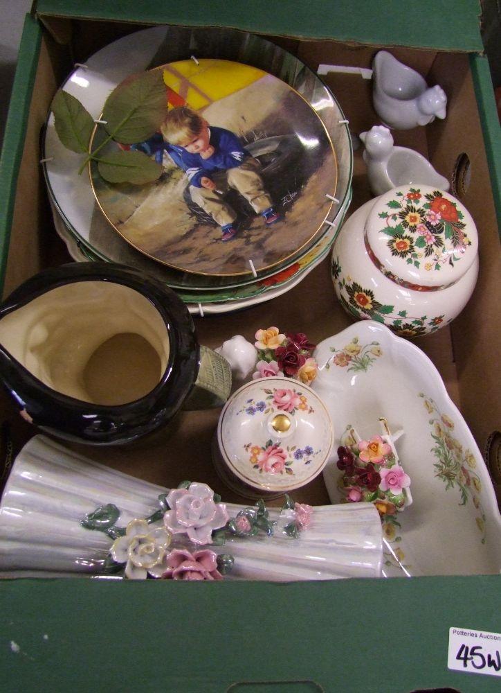 A mixed collection of items to include: seconds Royal Doulton Monty character jug, decorative wall