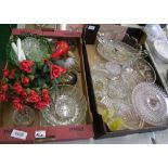 A collection of cut and pressed glass items: to include bowls, trays etc ( 2 trays)