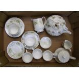 Royal Kent floral part tea set: together with Royal Albert belinda small teapot, sugar, milk and a