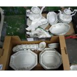 A large quantity of Johnson Brothers Eternal Beau tea and dinnerware: 2 trays.
