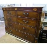 An inlaid mahogany chest of 2 over 3 drawers: in need of attention.