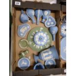 Wedgwood jasper ware items to include: vases, lidded box ash tray etc (15)