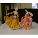 Royal Doulton figurines Fair Lady ( coral pink): HN2835 and Kirsty (2nds) HN2381 (2)