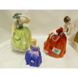 Royal Doulton Lady Figures: Buttercup HN2309, Marie HN1370 and Flower of Love HN3978(3)