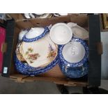 A mixed collection of items to include: Grindley beauty roses floral decorated blue & white