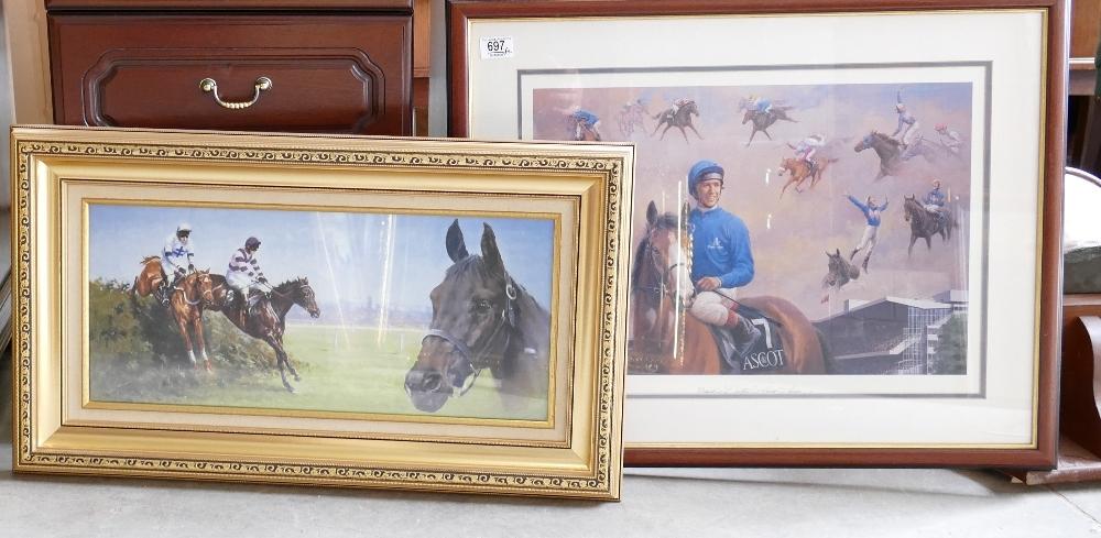 Two Framed Horse Racing Prints including: Frankie Detori Ascot Scene and another (2)