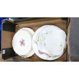 A mixed collection of items to include: Floral Decorated Spode plates, Wedgwood Cuckoo platter,