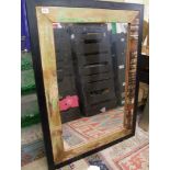 Large tarnished wood effect steel and wood wall mirror: height 120cm x 90cm
