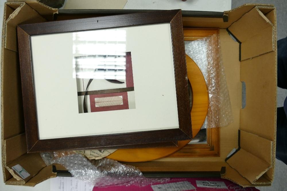 A collection of framed items to include: 3 D images, mirrors etc