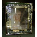 Mirror effect large picture frame: height 36cm x 31cm together with a grey lampshade