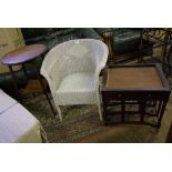 Two side tables: together with a Lloyd Loom style tub chair (3).