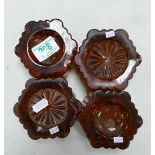 Victorian Amber Glass Furniture Stands: (4)