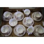 Royal Albert Lavender rose tea ware: to include 7 trio's, 1 cup, milk jug and sugar bowl (1 tray)